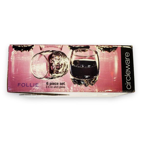 Set of 6 Circleware Follie Shot Glasses 2.5 oz Heavy Base Barware in Box - Picture 9 of 14